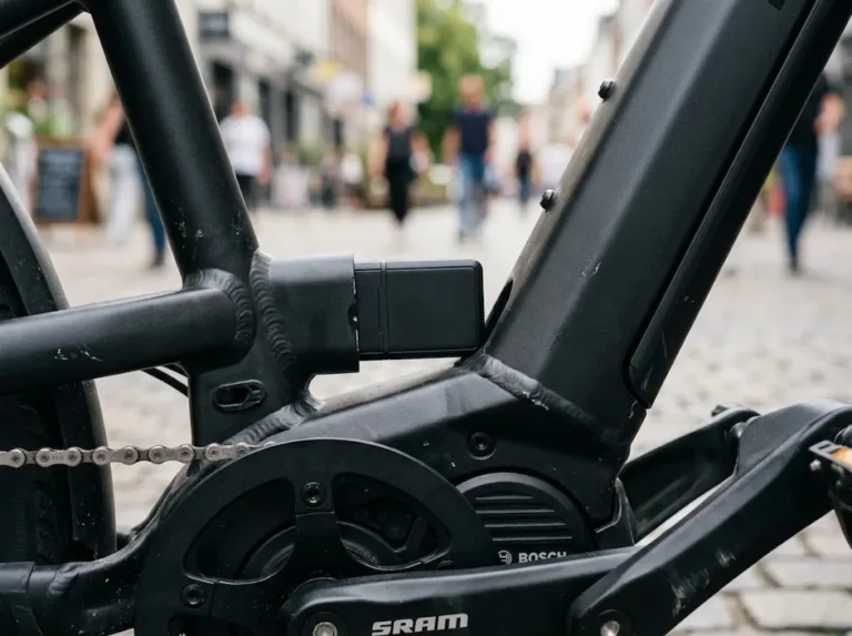 Rastreador para bicicleta elétrica instalado de forma discreta no quadro da bike, dispositivo antifurto GPS